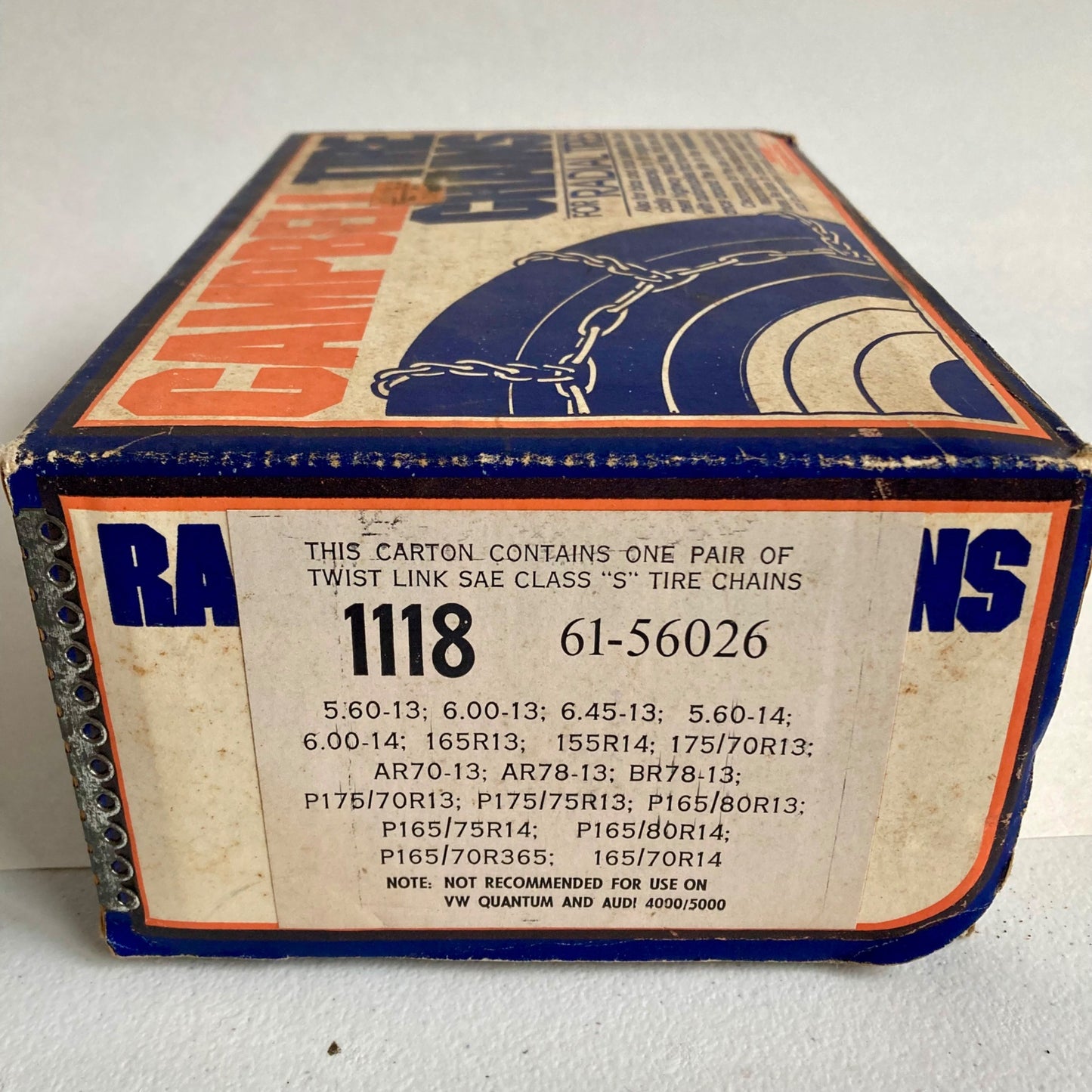 Vintage Campbell Radial Tire Chains SAE Class S Pair 1118 61-56026 13" 14"