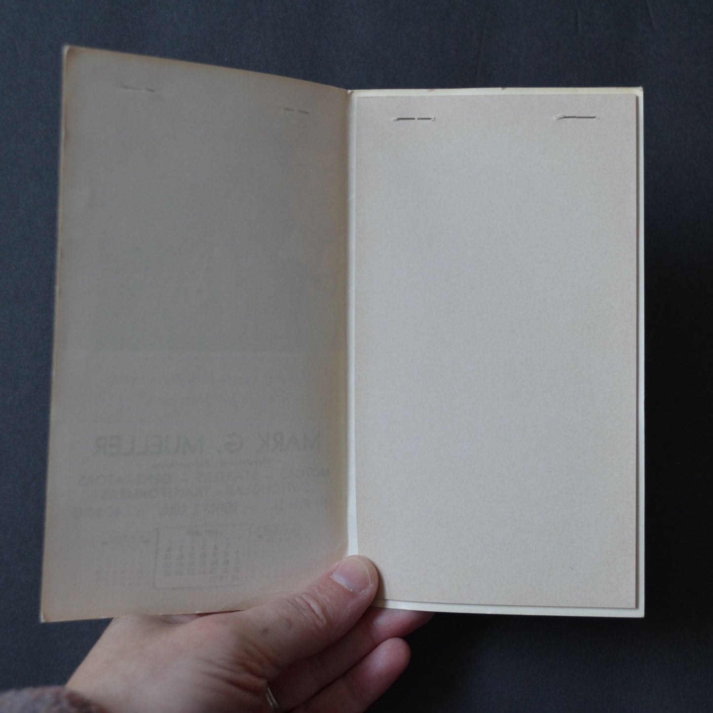 Mark G Mueller Calendar June Notebook Unused 1959 Advertising