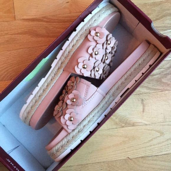 SO Pompane Blush Slide Sandals Floral New Women's 7