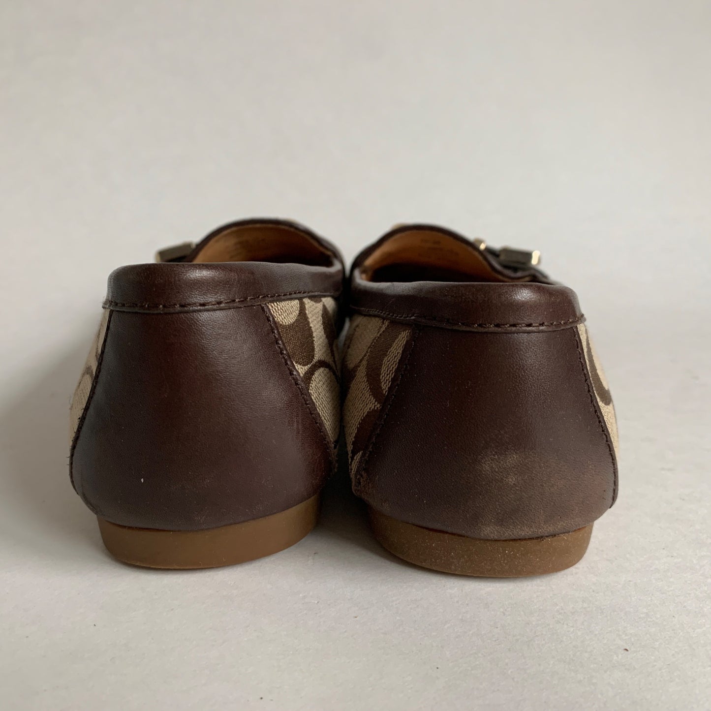 Coach Flores A2160 Signature C Brown Flats 7.5 M with Box