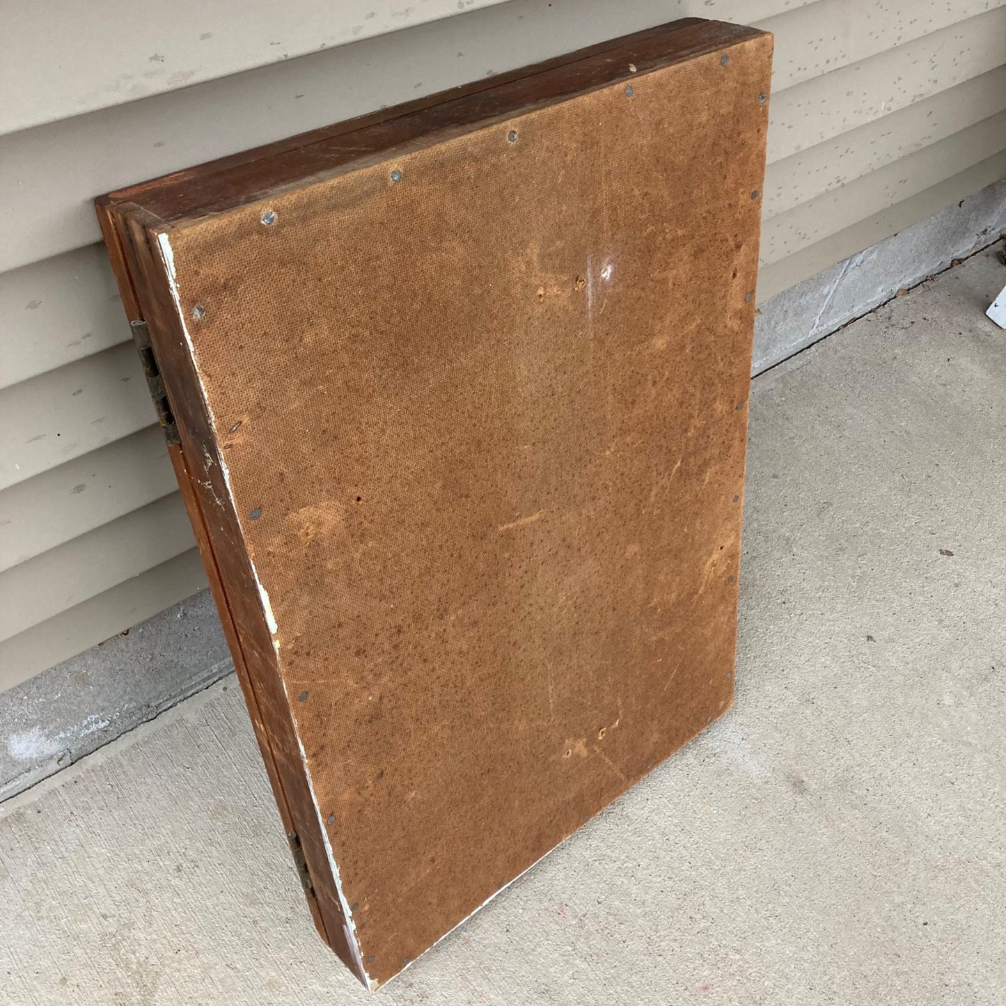 Vintage Wood Shop Tool Cabinet Drill Bit Holder Rack Glass Door DAMAGED