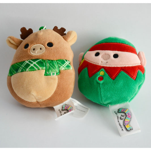 Squishmallows 3.5" Clip On Elf & Reindeer Christmas