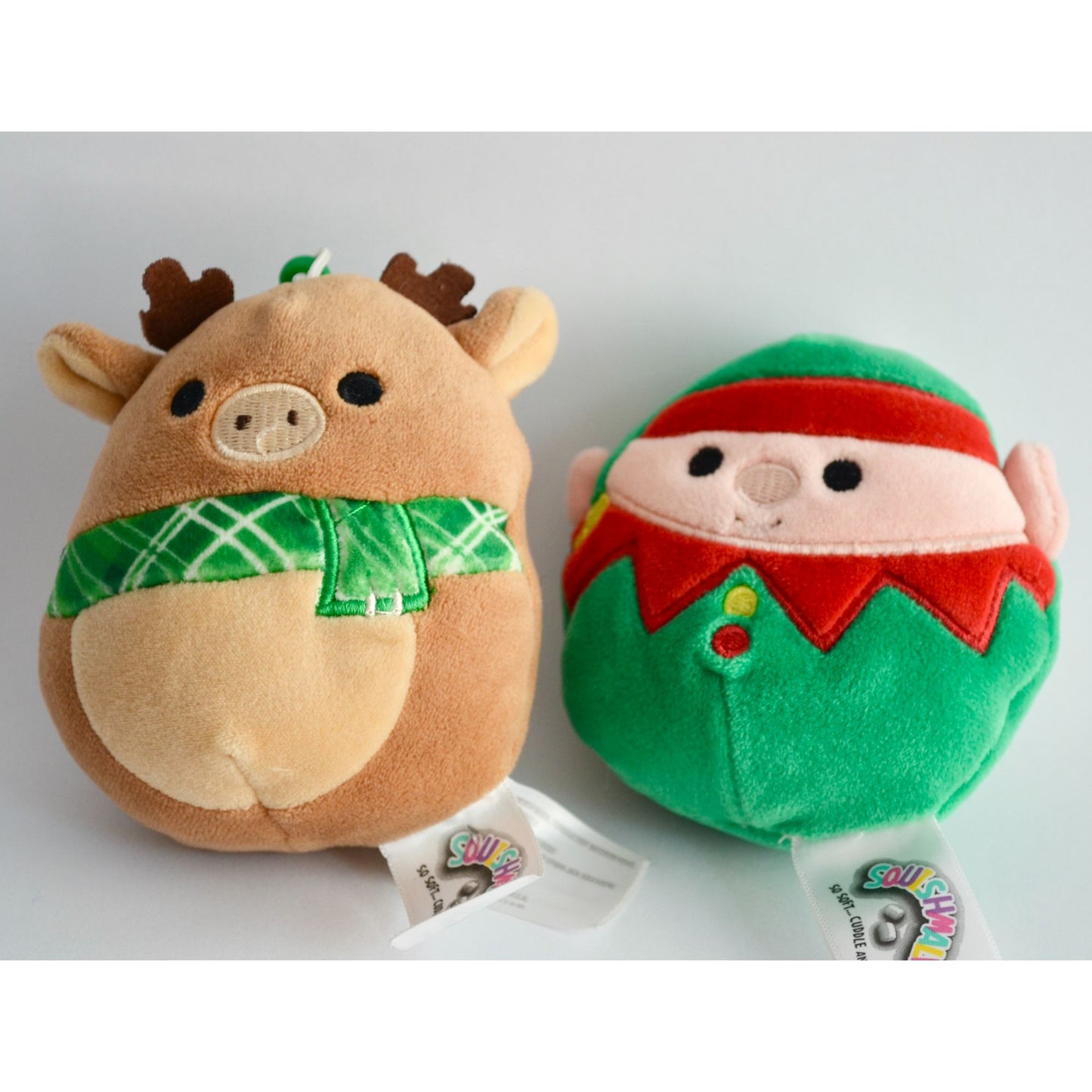 Squishmallows 3.5" Clip On Elf & Reindeer Christmas