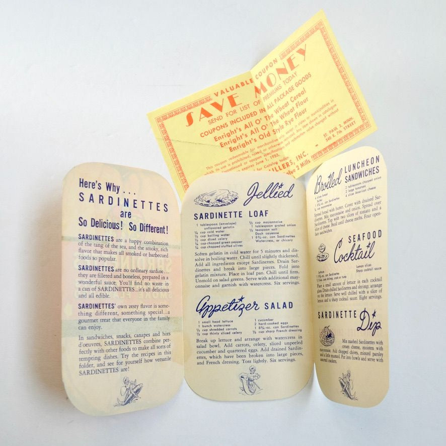 Vintage Sea Knight Sardinettes Sardine Fillets Recipe Pamphlet Ad Advertisement