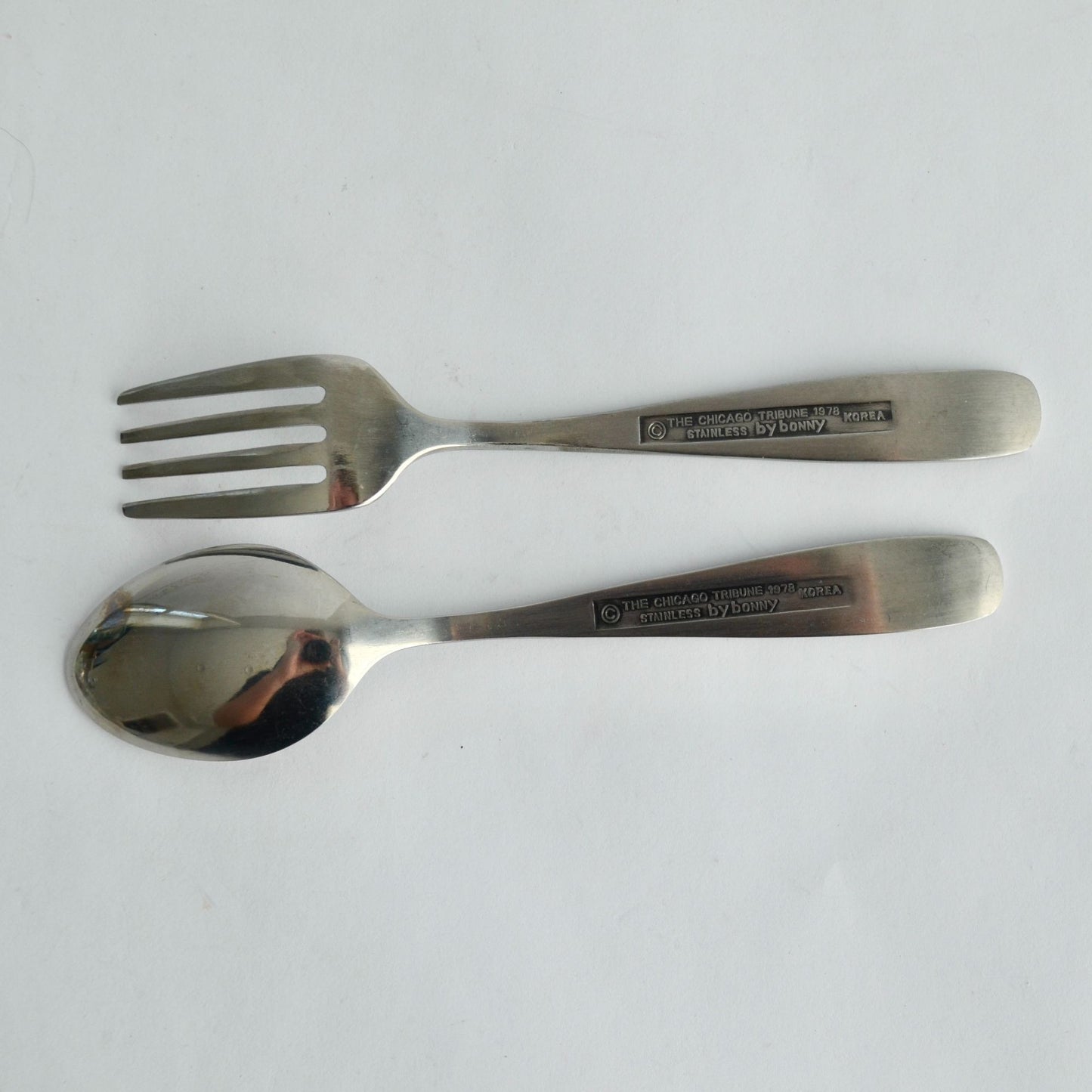 Annie Child's Fork & Spoon Set Stainless by Bonny Korea Chicago Tribune 1978