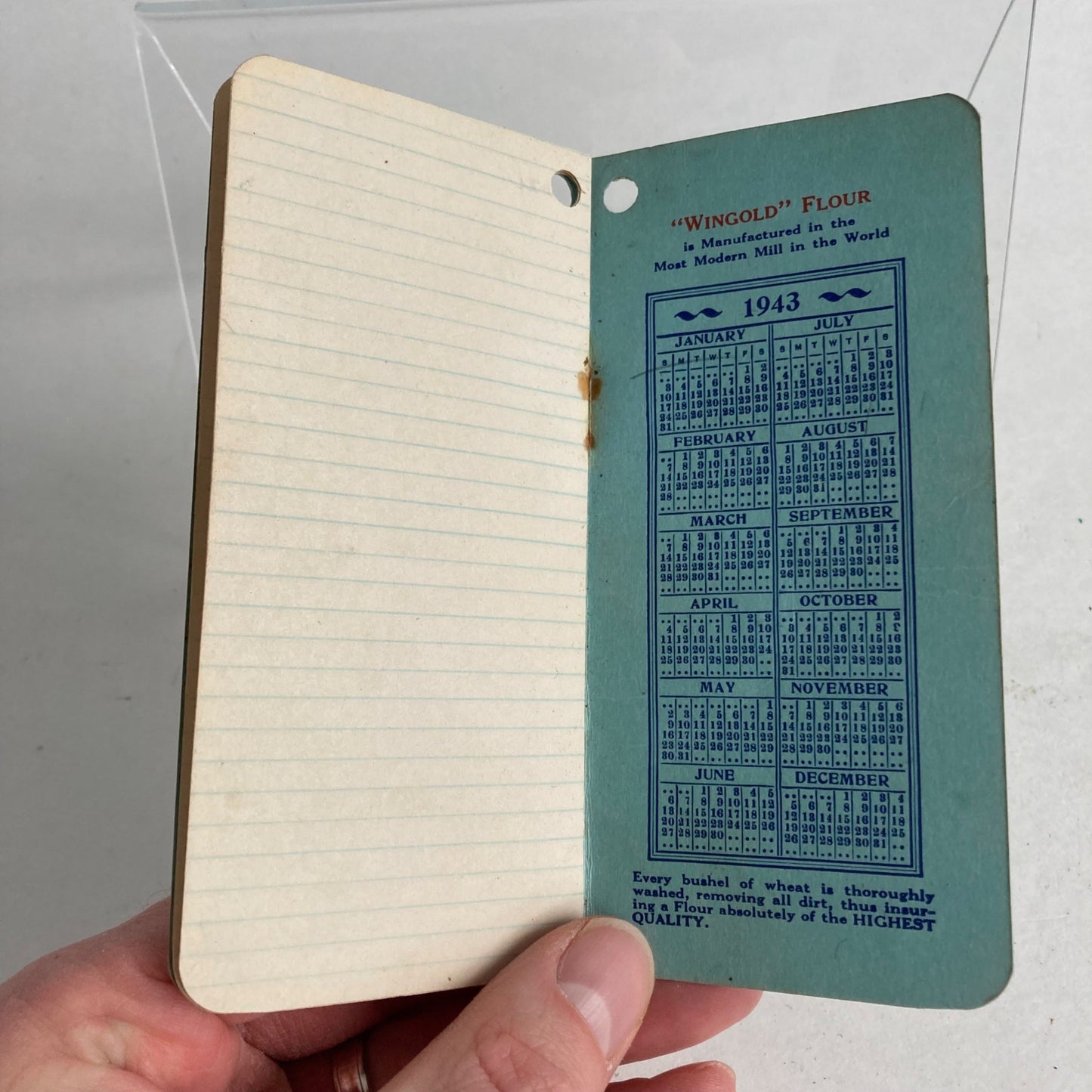 Vintage 1942 Bay State Milling Co Wingold Flour Notebook WWII Era Winona, MN