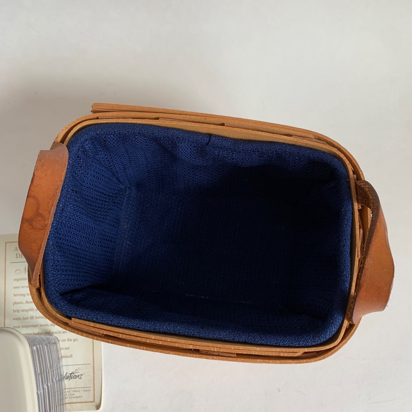 Longaberger 1996 Tea Basket With Navy Liner Divided Protector & Lid