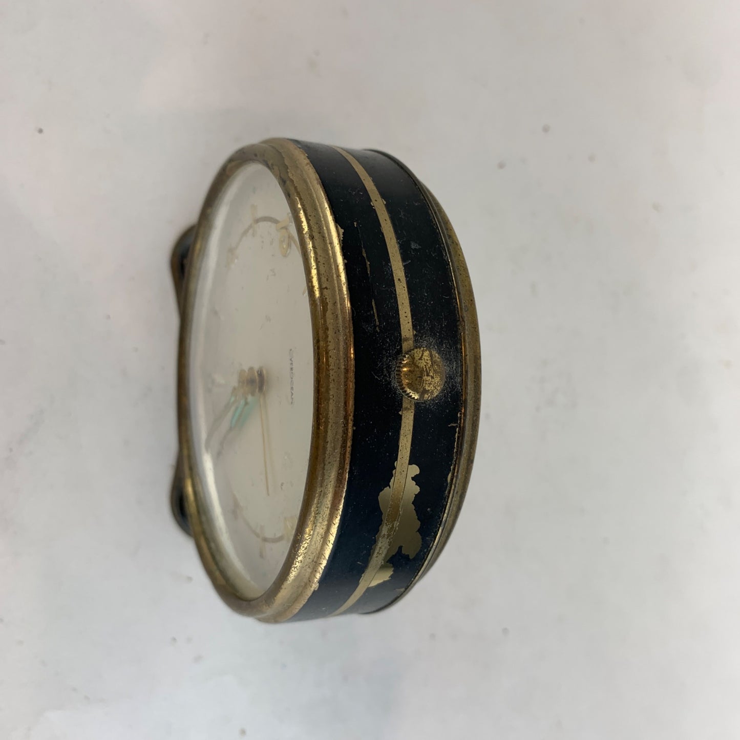 Vintage Overocean Eight Day Alarm Clock West Germany Brass