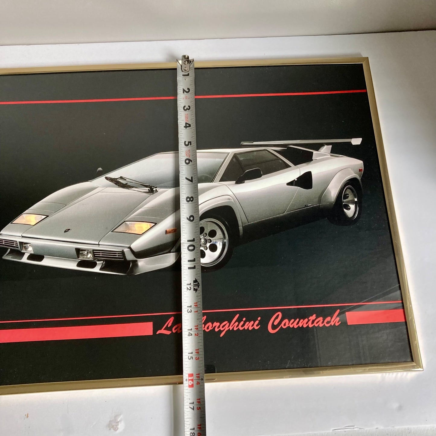 Vintage Set 3 Framed Sports Car Prints Lamborghini Countach Corvette Trans Am