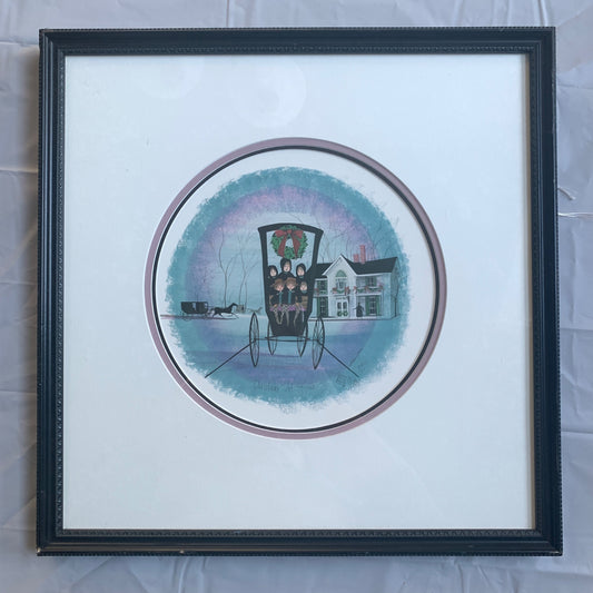 P Buckley Moss Christmas At Home Lithograph Signed Numbered Framed