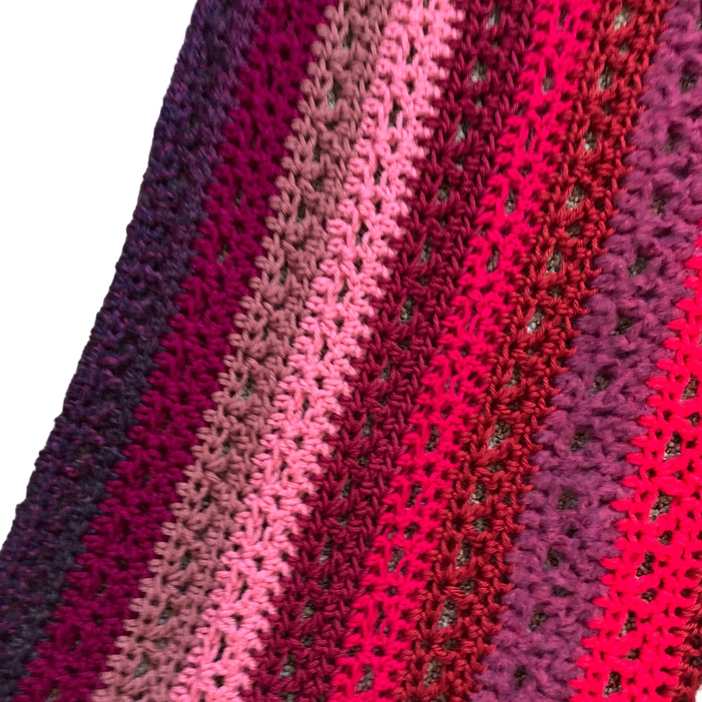 Red Pink Purple Stripes Afghan NEW 55 x 40.5"