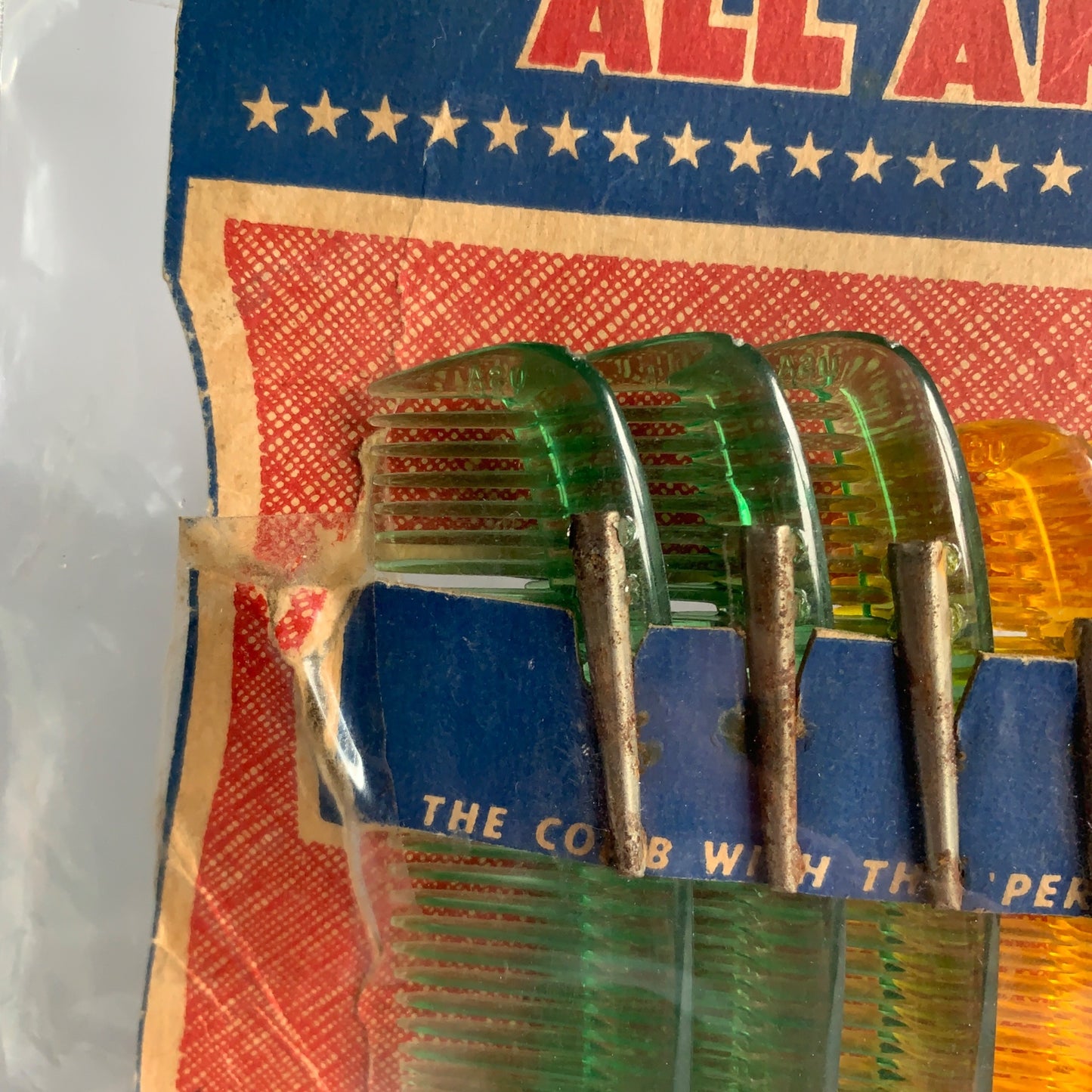 All American Clip Comb Store Display with Combs Complete Full Set of 12 Vintage