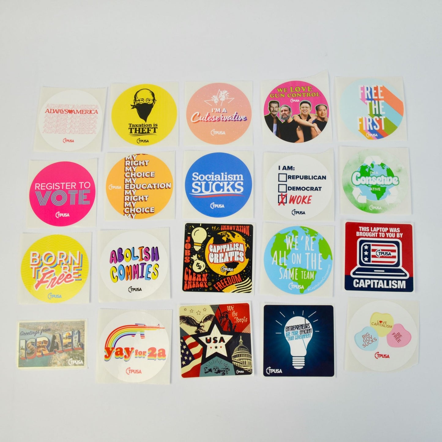 TPUSA Charlie Kirk Stickers Lot of 20 NEW No Duplicates