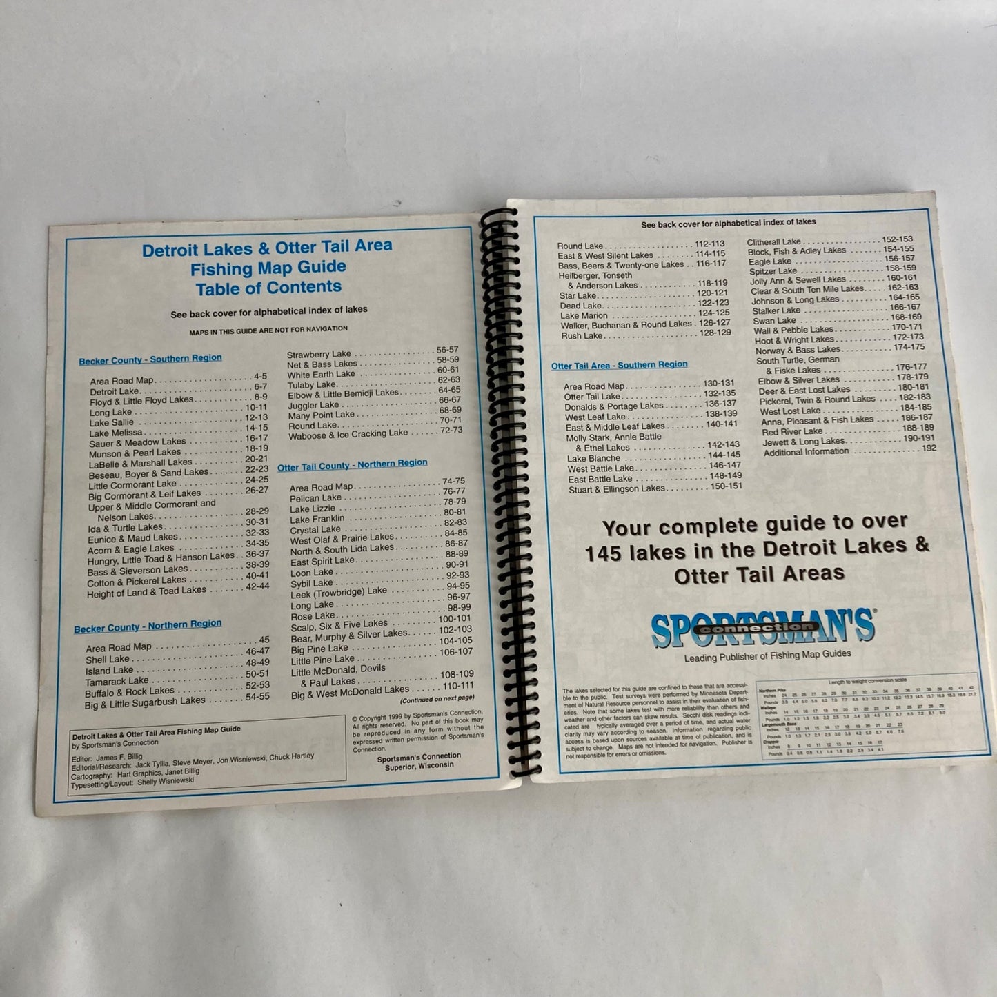 Sportsman's Connection Detroit Lakes & Otter Tail Area Fishing Map Guide Book MN
