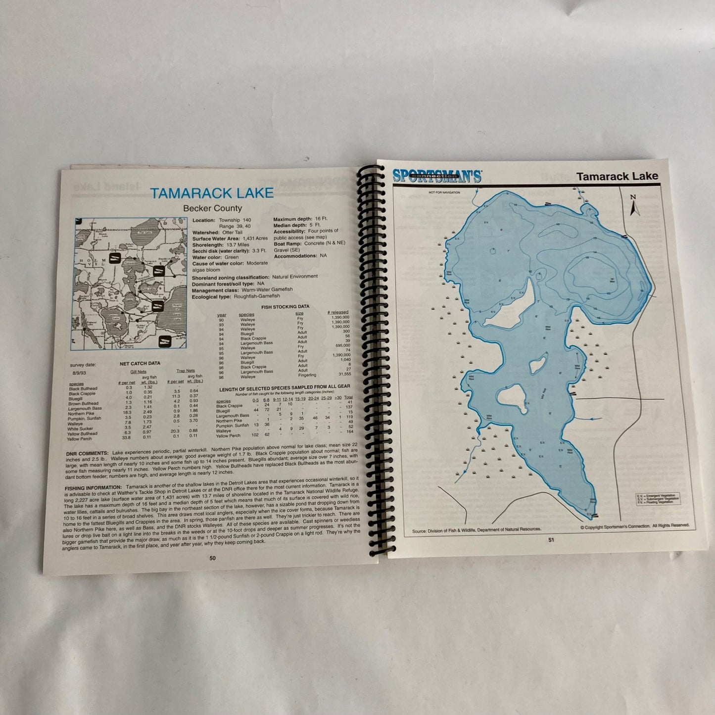 Sportsman's Connection Detroit Lakes & Otter Tail Area Fishing Map Guide Book MN
