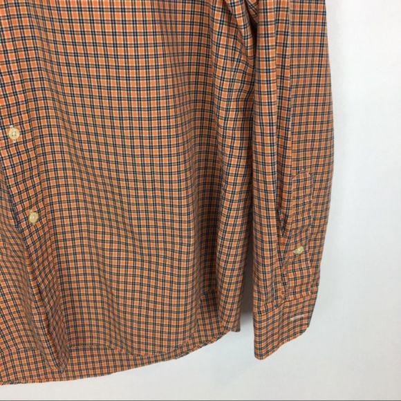 Ralph Lauren Orange Navy Plaid Button Down Shirt Men's 16 1/2 L