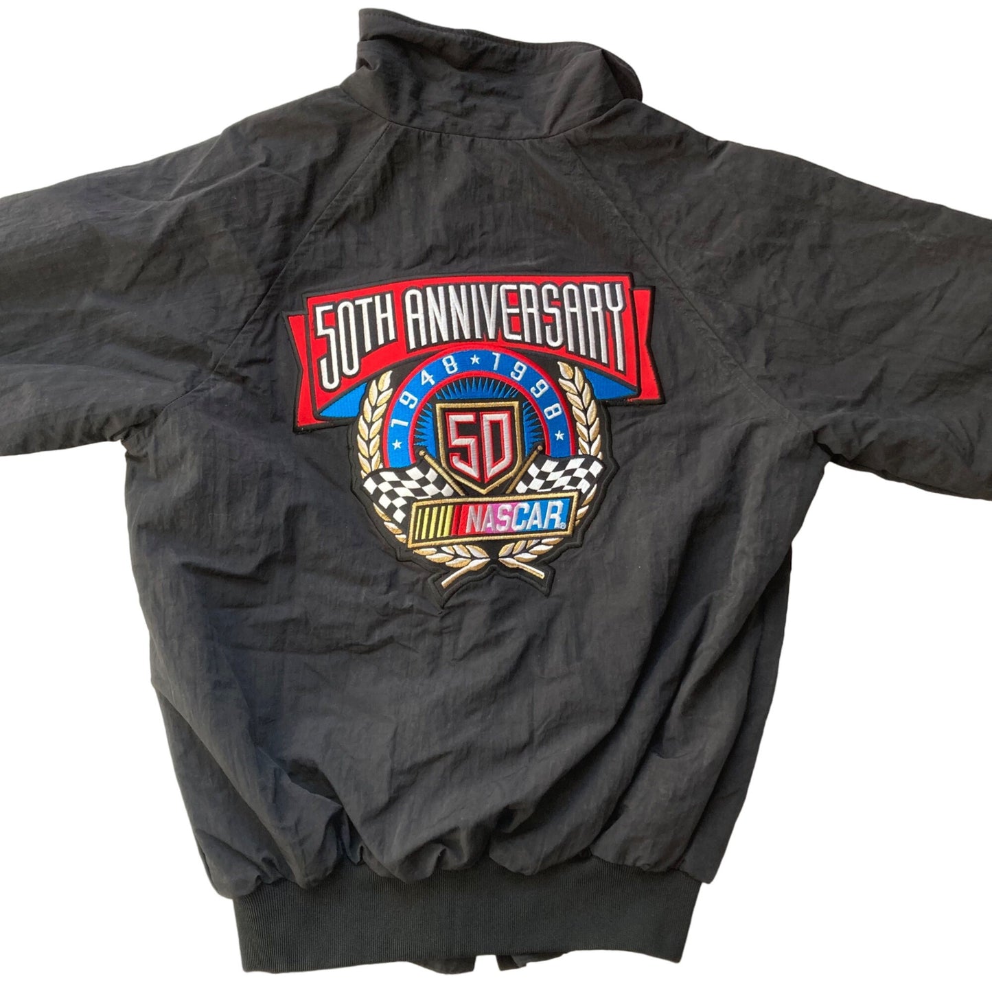 NASCAR 50th Anniversary Jacket Men's Medium Hartwell ViaSport Racing Nylon Black