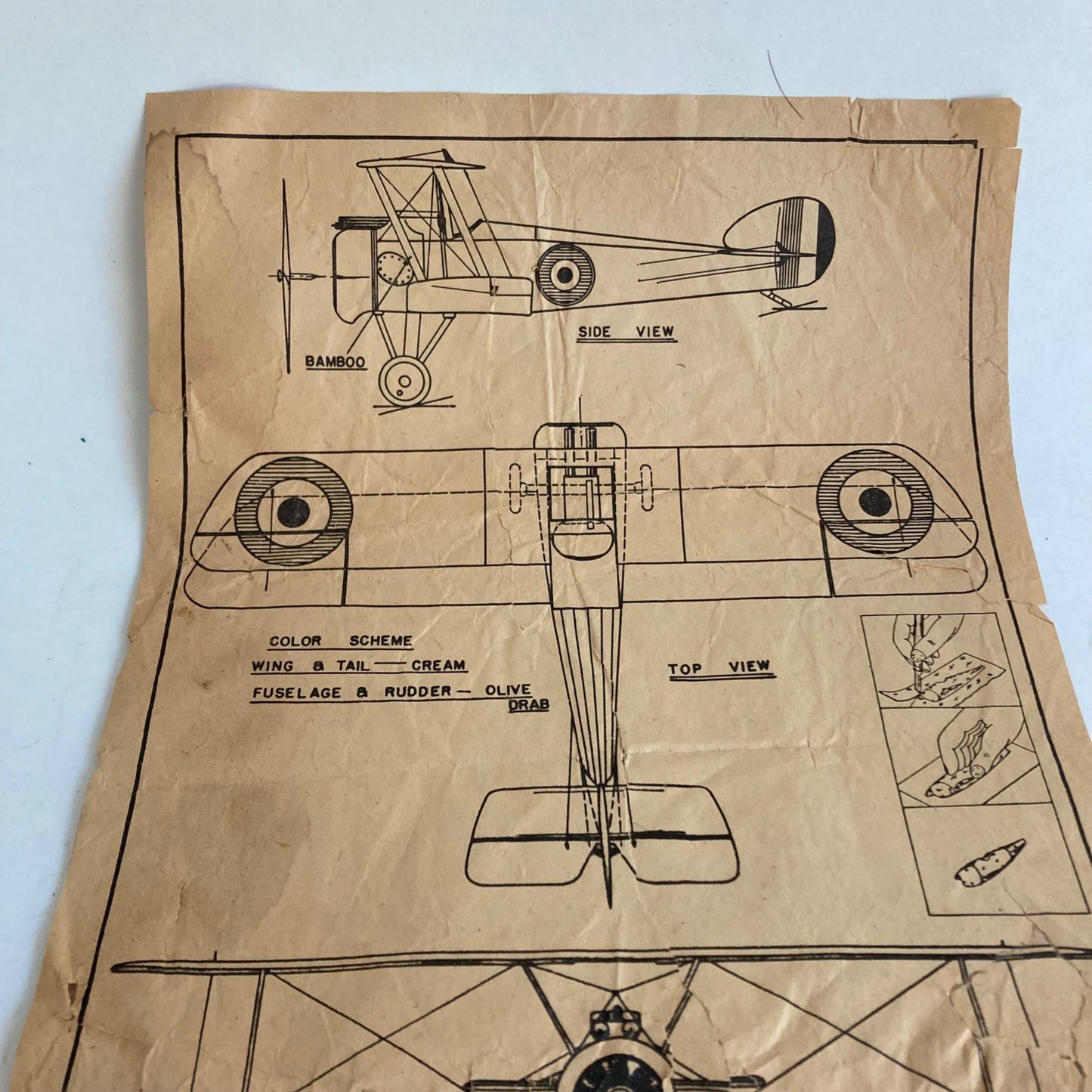 Vintage Ideal Aeroplane & Supply Co Sopwith Camel INSTRUCTIONS PLANS Antique