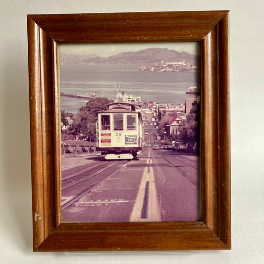 Vintage San Francisco Framed Photograph Trolley Car Alcatraz CA California