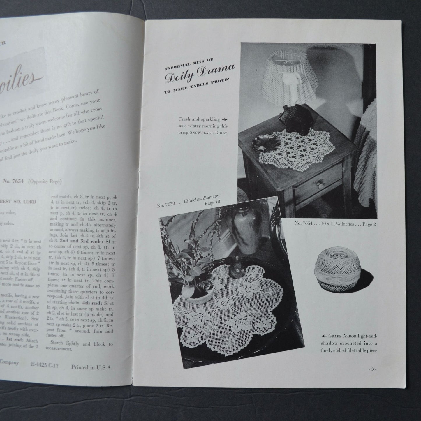 Vintage 1943 Doilies Pattern Book No. 201 By The Spool Cotton Co.