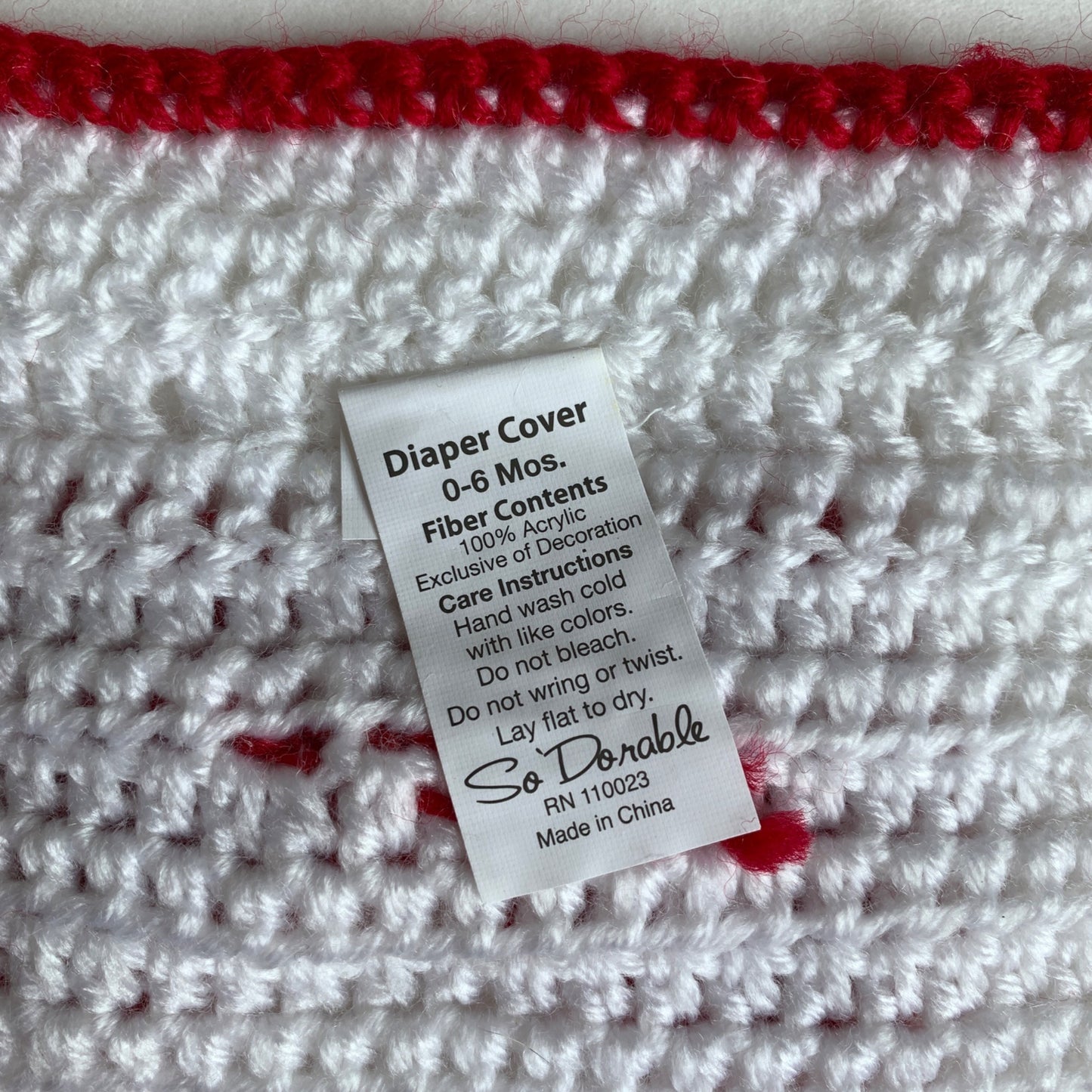 NEW White & Red Bow Knit Diaper Cover 0-6 Months