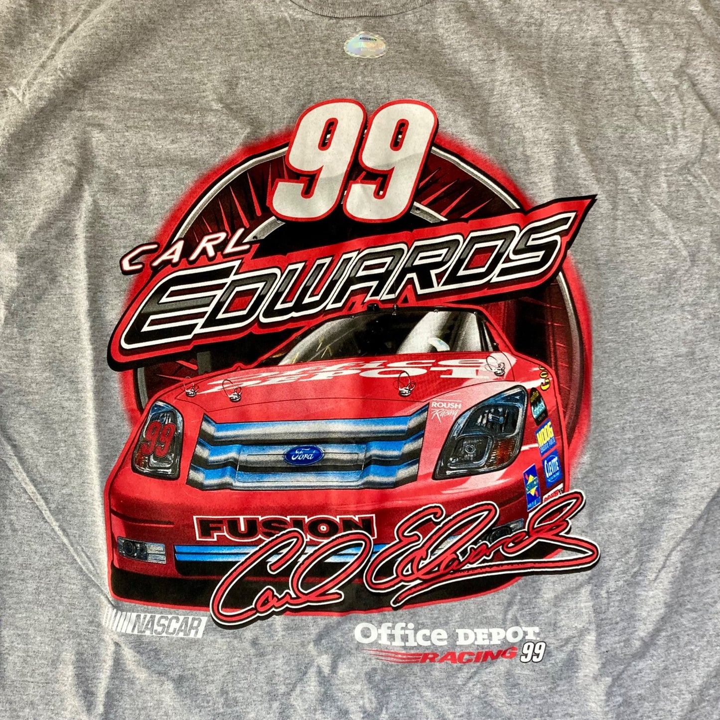 Vintage Carl Edwards #99 NASCAR Office Depot Racing T-Shirt Size 2XL Double Side