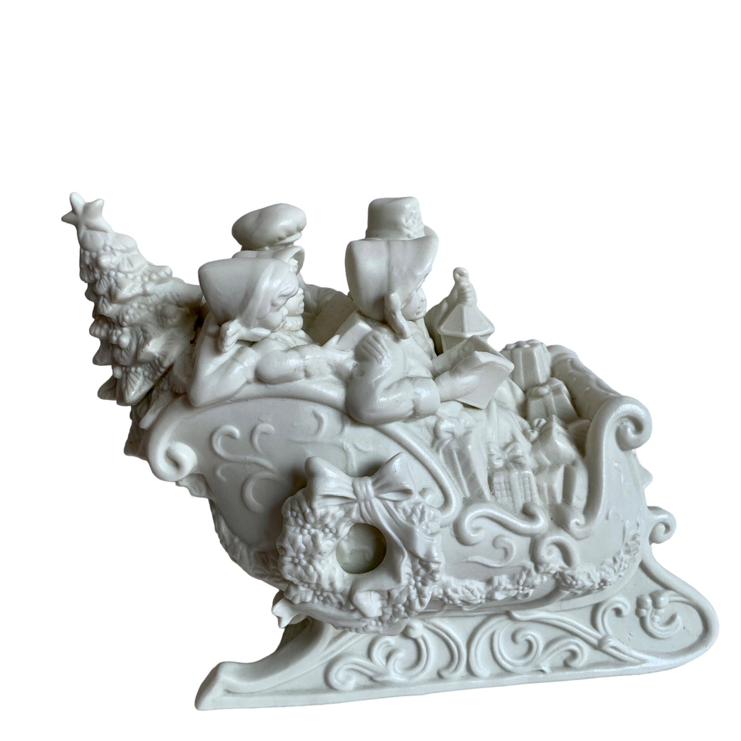 Vintage Caroler's in Sleigh White Musical Music Box