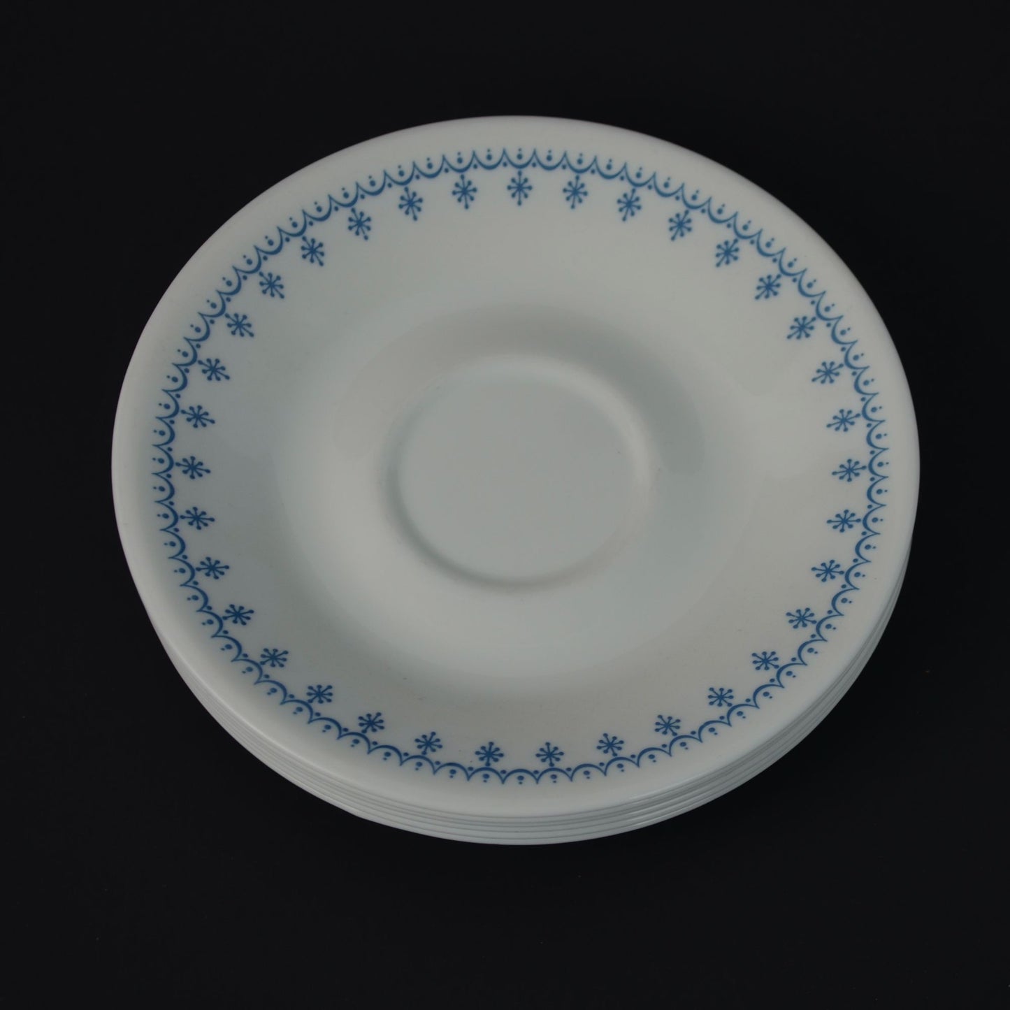 Corelle Corning Snowflake Blue Garland Saucers Lot of 6