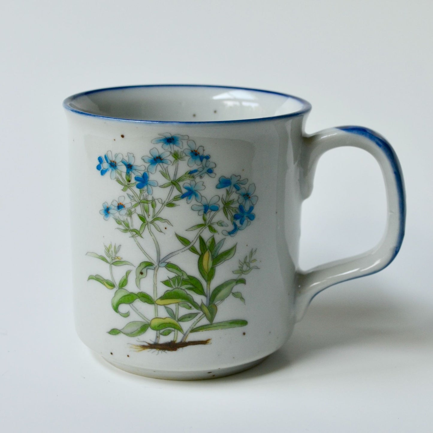 Vintage Blue Speckled Floral Flowers Coffee Mug