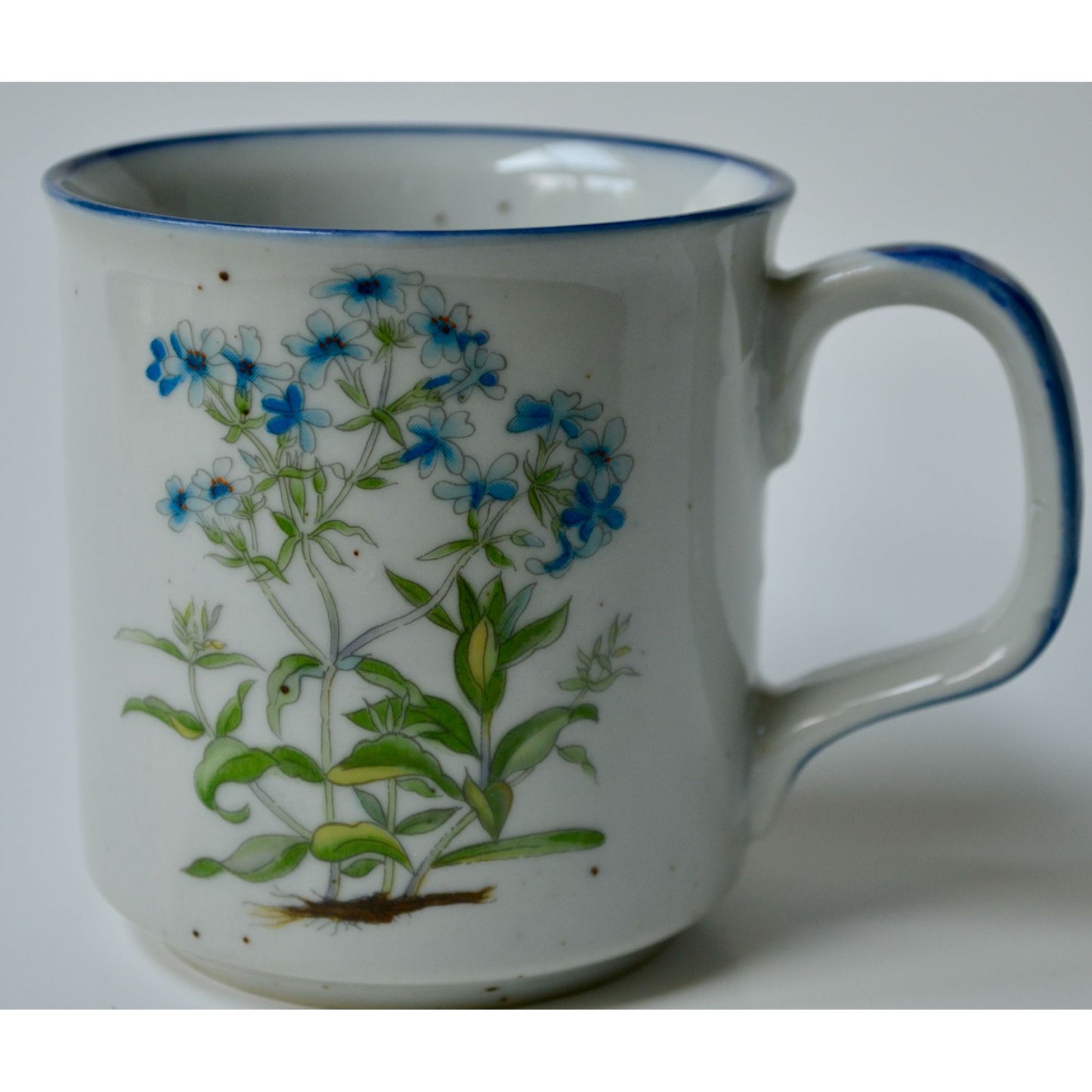 Vintage Blue Speckled Floral Flowers Coffee Mug