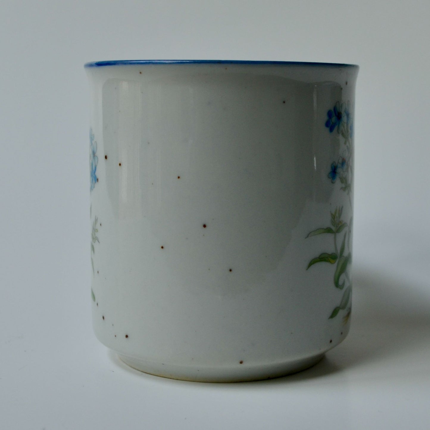 Vintage Blue Speckled Floral Flowers Coffee Mug