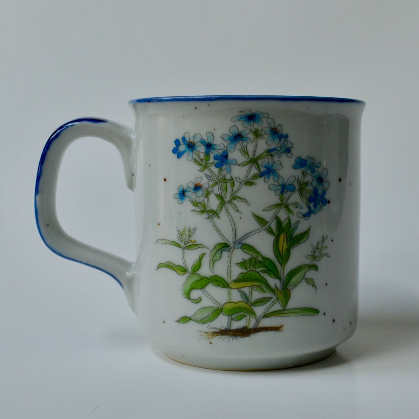 Vintage Blue Speckled Floral Flowers Coffee Mug
