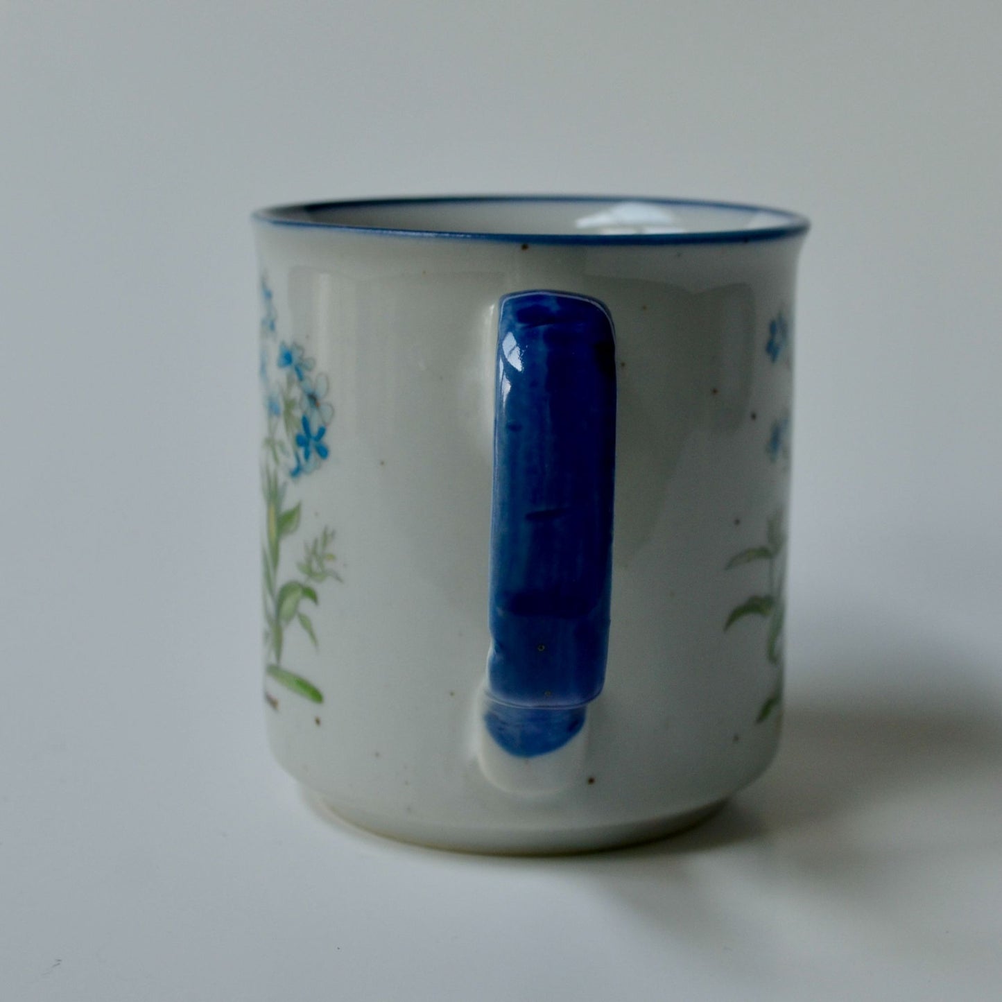 Vintage Blue Speckled Floral Flowers Coffee Mug
