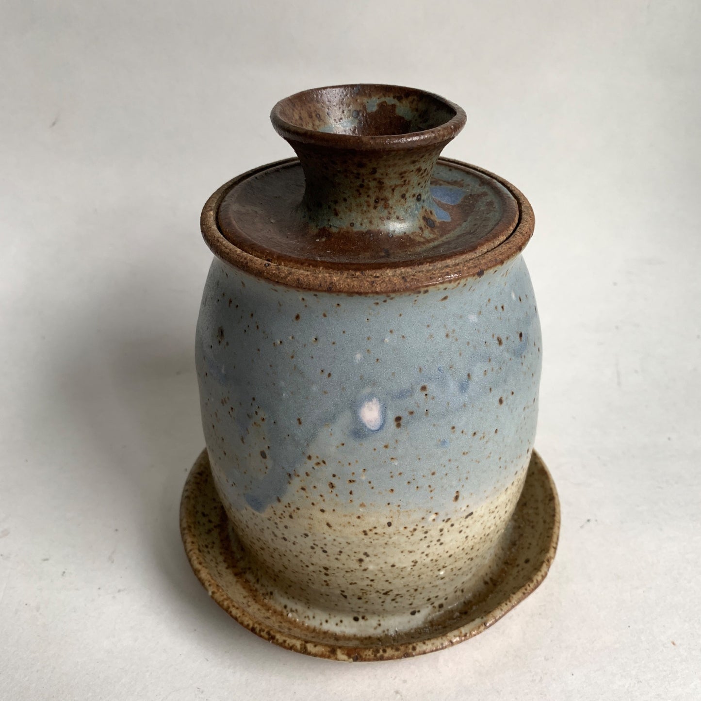 Honey Pot Lidded with Stick Pottery Handmade