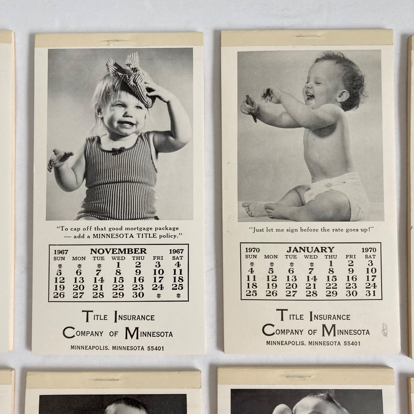 Vintage 1960's - 1970 Baby Photo Notepads Title Insurance Company of MN Advertising