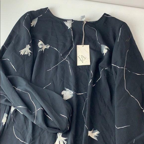 NEW A New Day Black Longsleeve Floral Print Dress Large