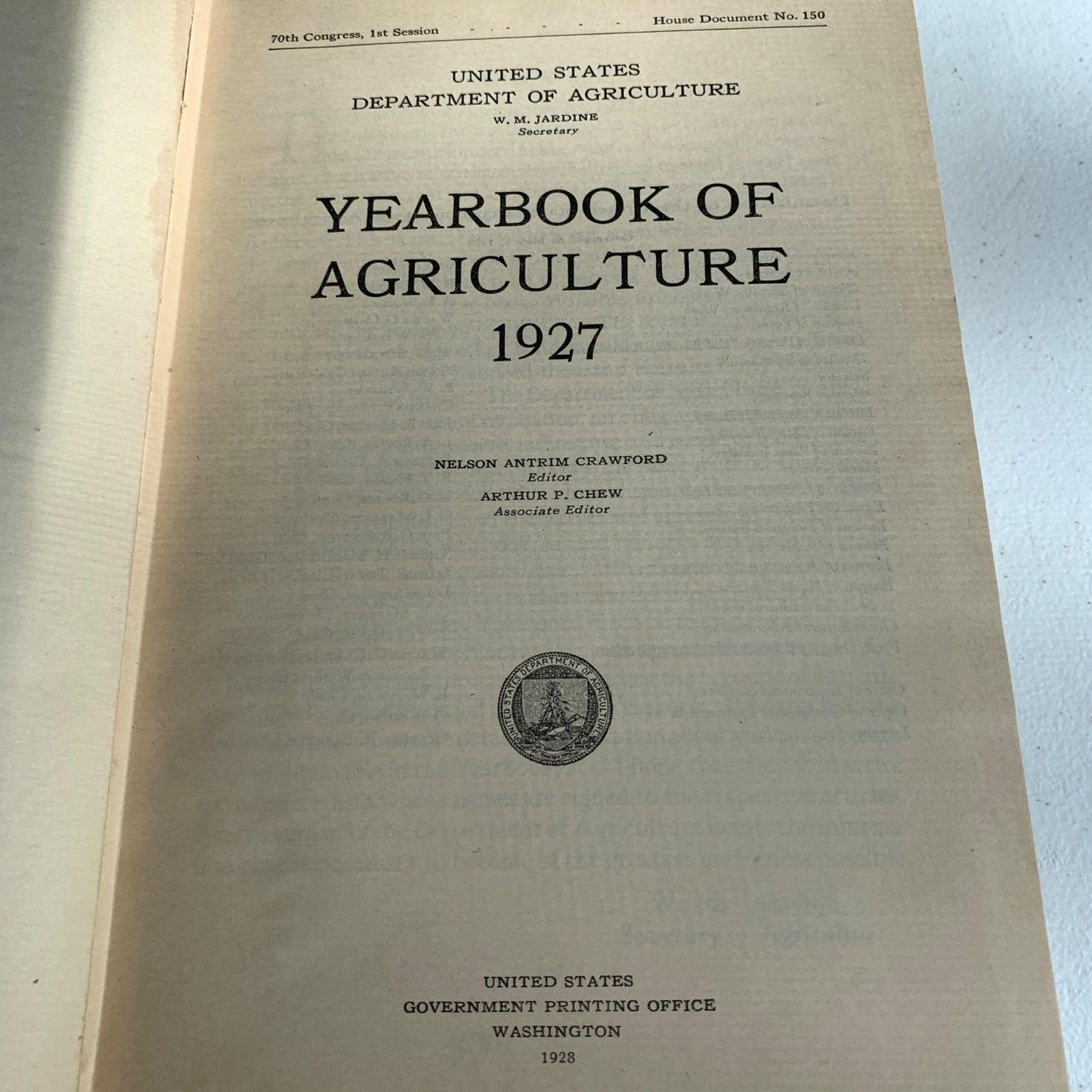 1927 Yearbook of Agriculture Green Hardcover Book Vintage