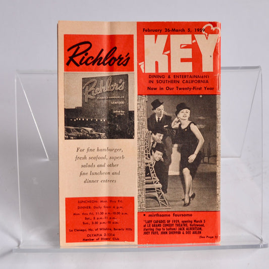 Key Dining Entertainment Southern California Catalog 1959 Vintage