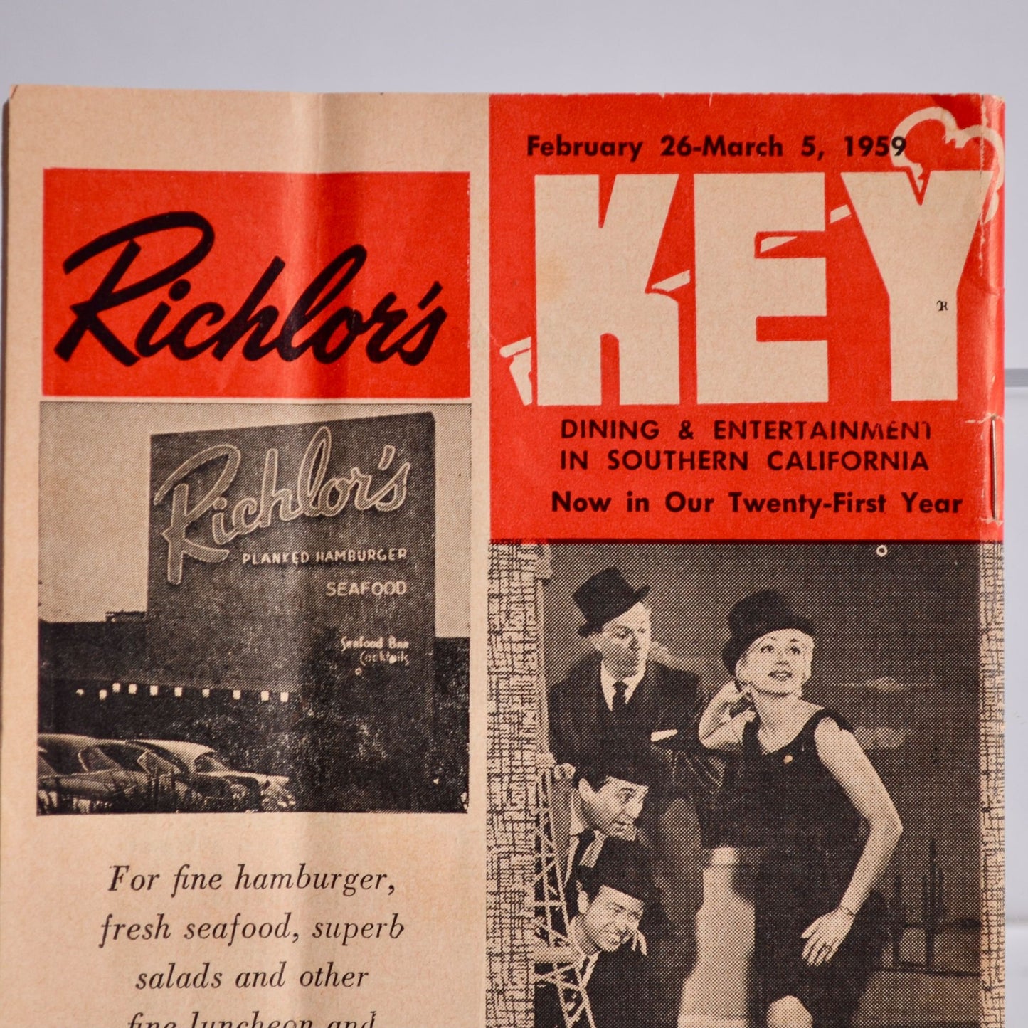 Key Dining Entertainment Southern California Catalog 1959 Vintage