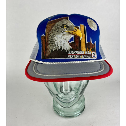 Vintage USPS Express Mail Mesh Trucker's Hat Zip+4 Snapback Cap