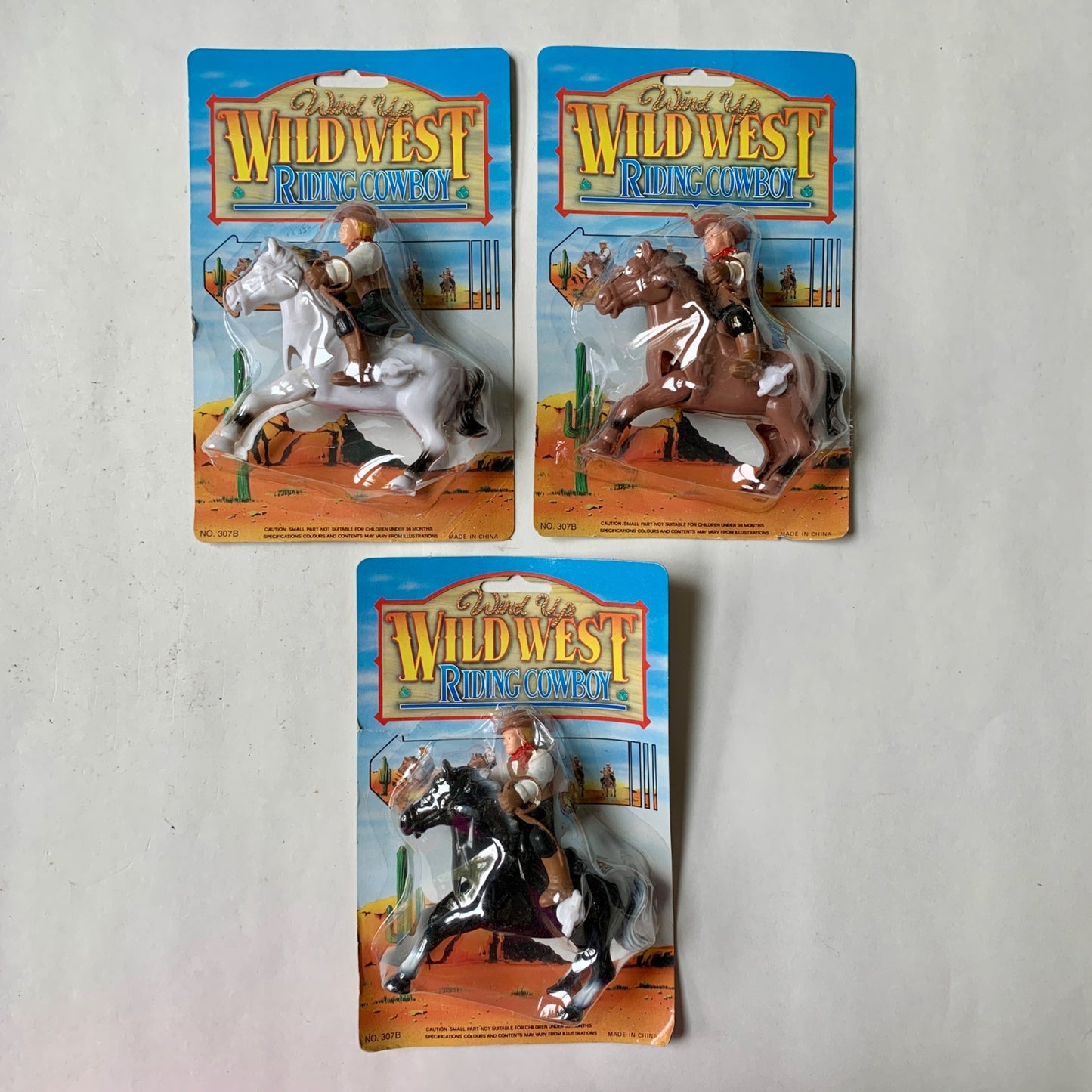 Vintage Wild West Wind Up Riding Cowboy Lot of 3 Toys Figures