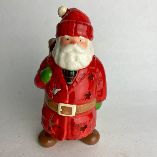Hallmark Santa Claus Tea Light Candle Holder 7" Christmas Ceramic NICE!