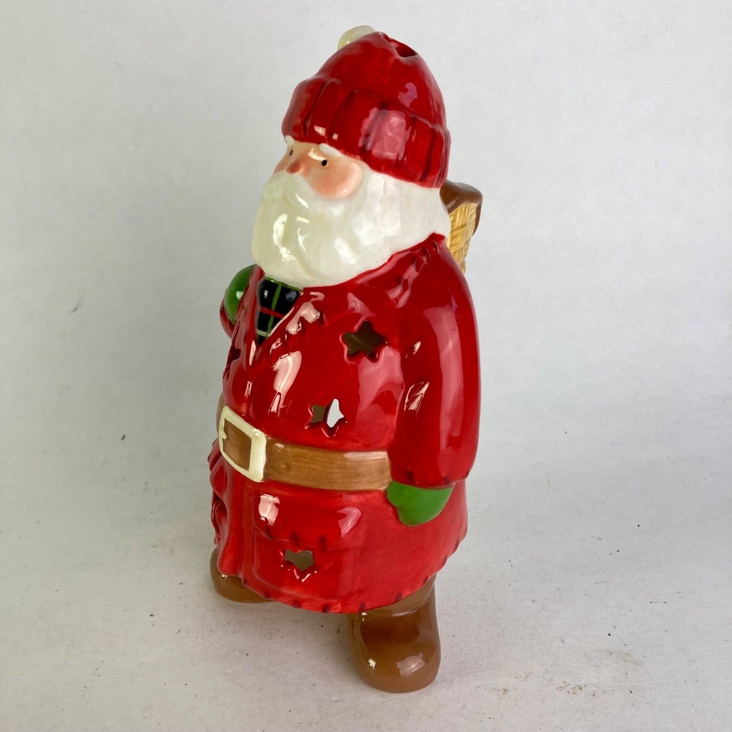 Hallmark Santa Claus Tea Light Candle Holder 7" Christmas Ceramic NICE!