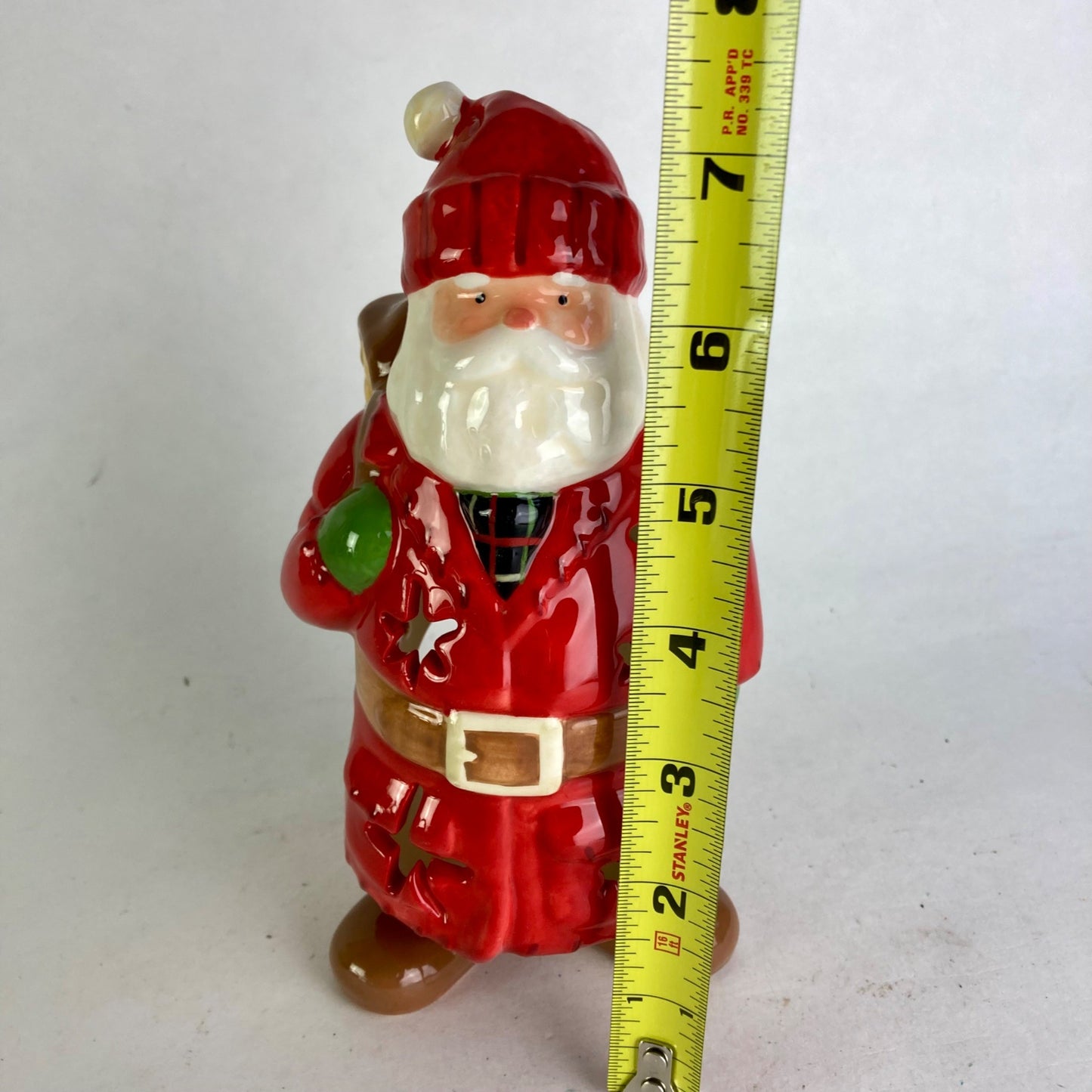 Hallmark Santa Claus Tea Light Candle Holder 7" Christmas Ceramic NICE!