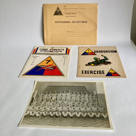 Vintage Army 7th Armored Division 1953 Graduation Exercise, Training Book &Photo