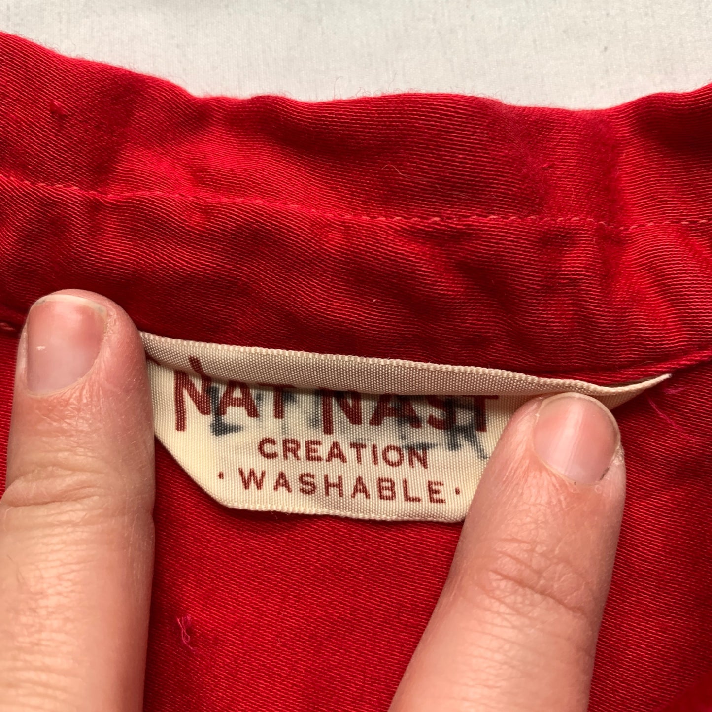 1950s 1960s Nat Nast Creation Nebrasks Port Edwards State Bank Red Shirt Embroidered Andy