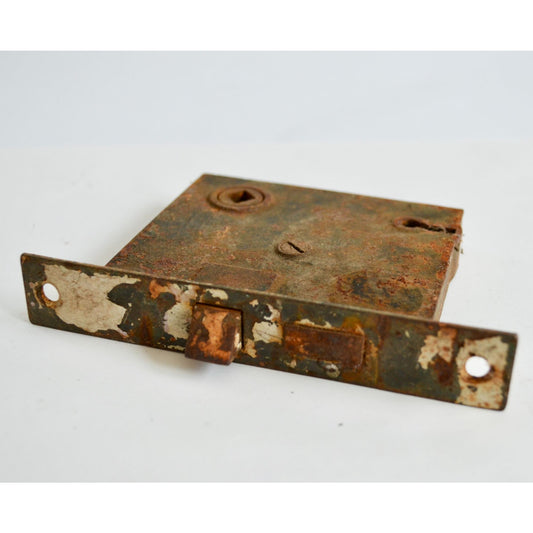 Antique Mortise Door Lock Cast Iron 5.25" Vintage Latch Salvage NO KEY