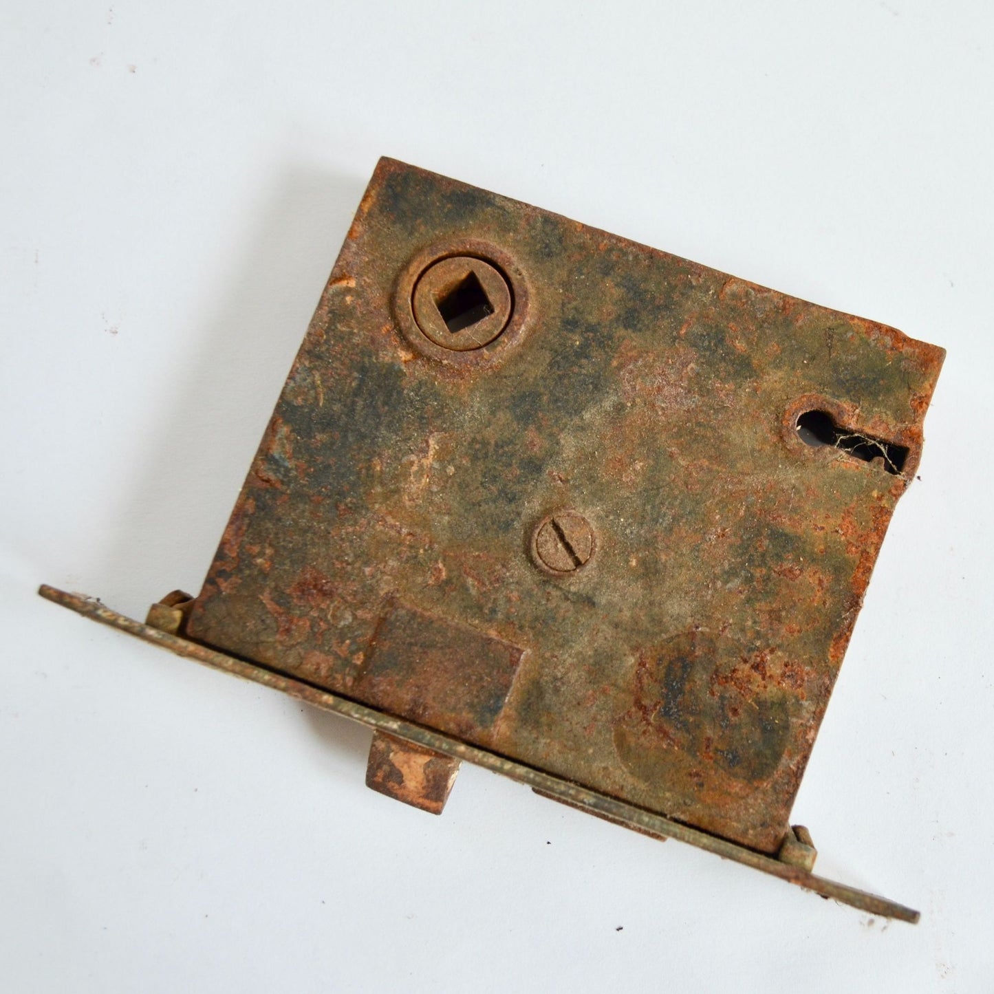 Antique Mortise Door Lock Cast Iron 5.25" Vintage Latch Salvage NO KEY