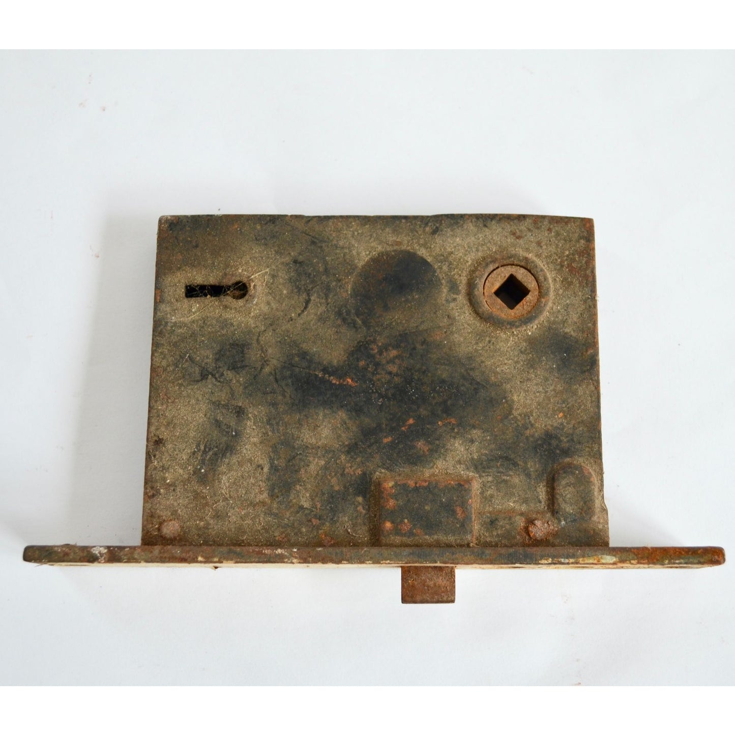 Antique Mortise Door Lock Cast Iron 5.25" Vintage Latch Salvage NO KEY