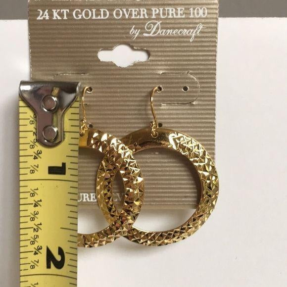Danecraft 24KT Over Gold Hoop Earrings New